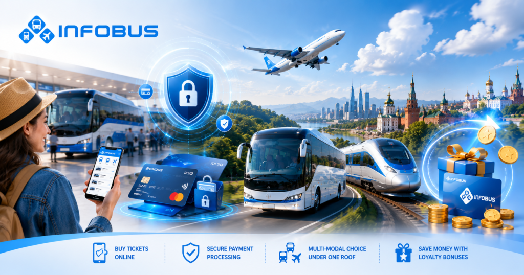 INFOBUS online multi-modal transport ticket booking review dashboard
