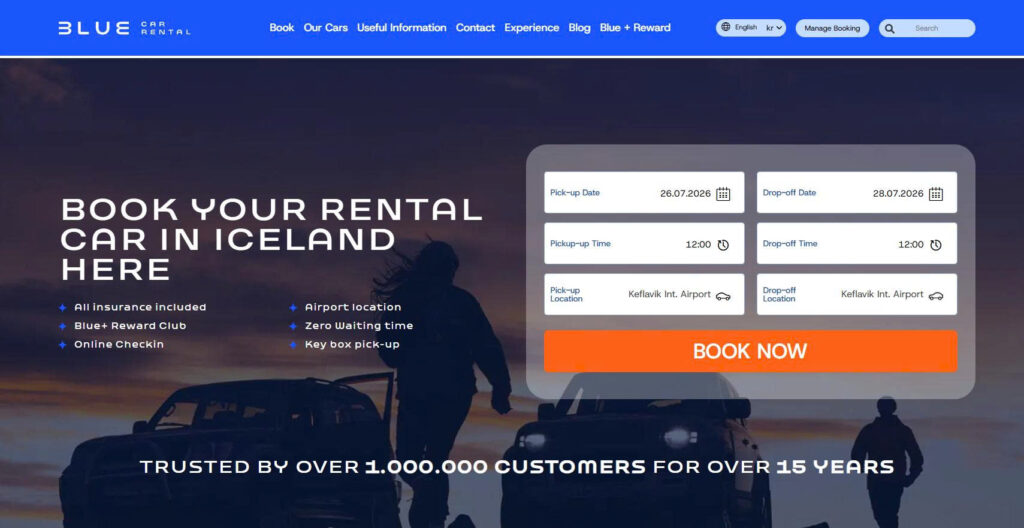 Blue Car Rental Iceland keybox pickup and 4x4 vehicle rental